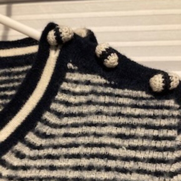 J. Crew Navy and White Stripe Merino Wool, Girls sweater, Size Small - Picture 3 of 5